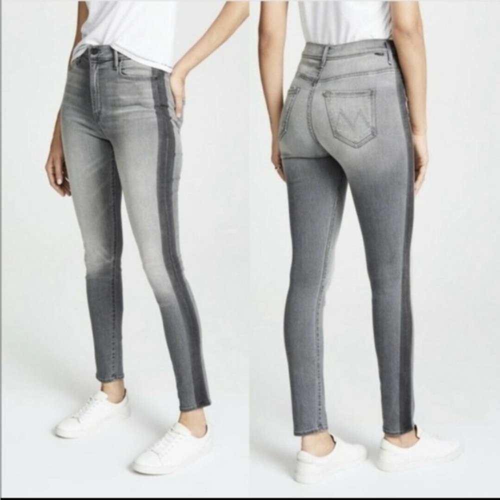 Mother Jeans The Swooner Skinny Leg Supermoon Stripe Gray